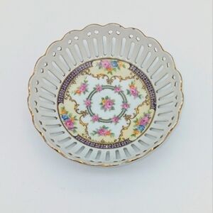 German Reticulated Trinket Dish Floral Pattern